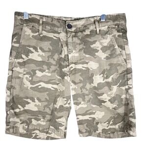 AG Adriano Goldschmied Camo Shorts Mens 29 Tan Green Cotton Linen Outdoors